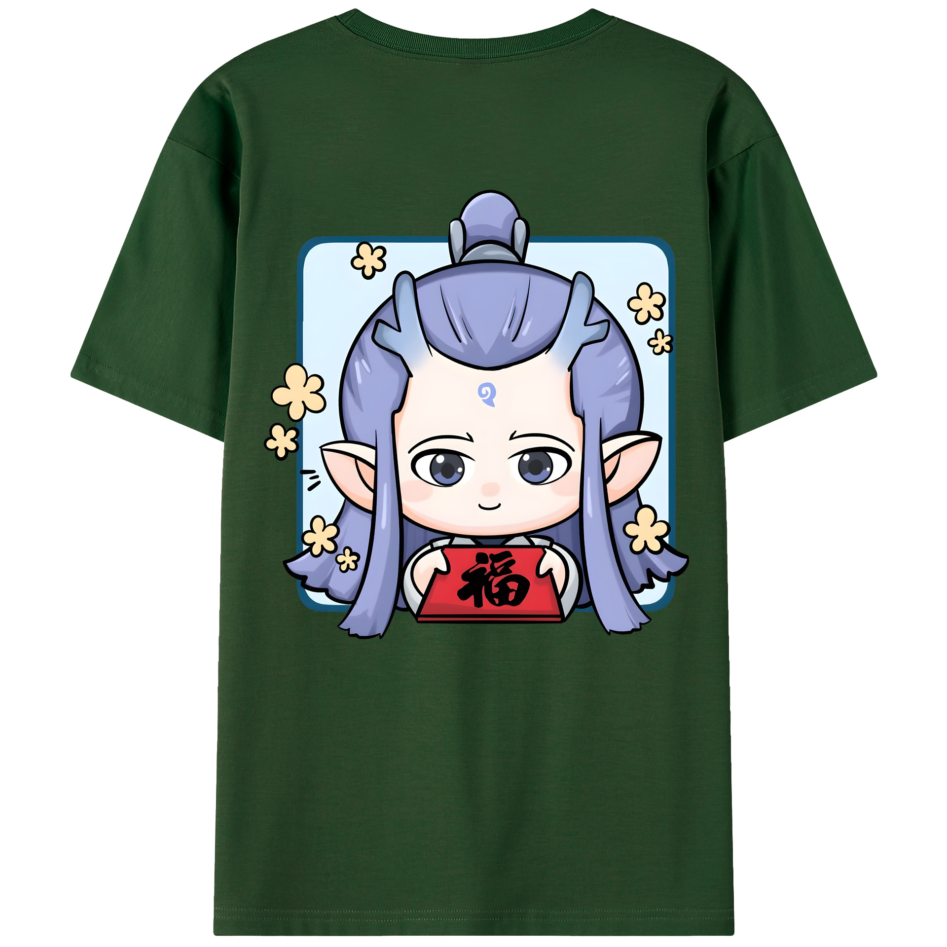 （画像用） Ne Zha 2 ナタ 魔童の大暴れ 綿100％半袖Tシャツ（背面プリント）